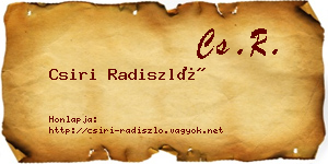 Csiri Radiszló névjegykártya